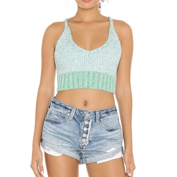 Free People Tops - NWOT Free People Here All Day Brami Knit Top Medium Blue White